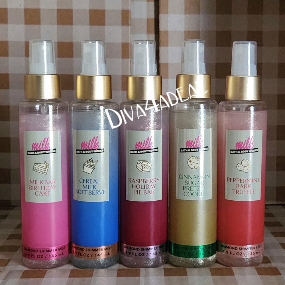 5X Bath & Body Work X MILK BAR Assorted Diamond Shimmer Mist Spray Bundle